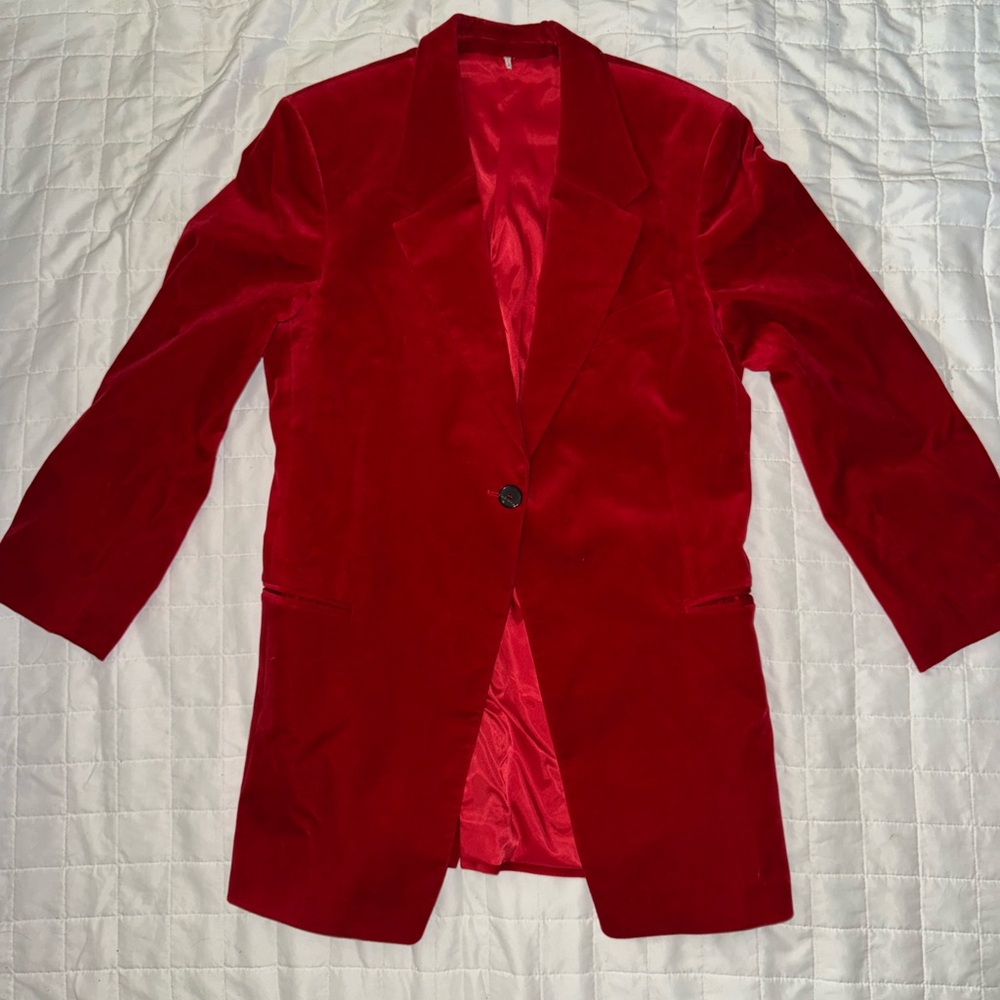 Frame Denim Red Velvet Blazer